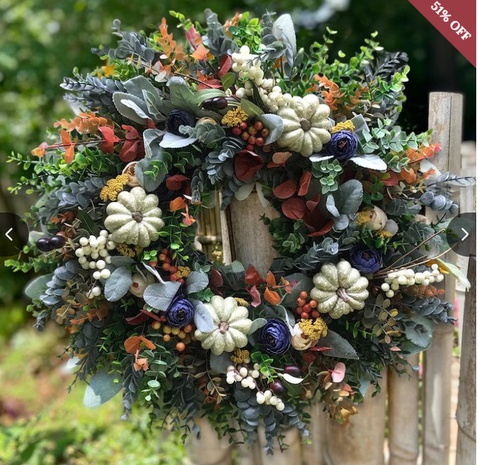Christmas eucalyptus colored pumpkin wreath wholesale Nihaojewelry NHGAL432323's discount tags