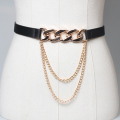 fashion metal chain black pin buckle wide belt wholesale Nihaojewelry