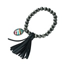 Elastic cord brushed beads leather alloy color bar braceletpicture12