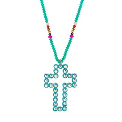 Cross pendant long sweater chain alloy diamond crystal necklace