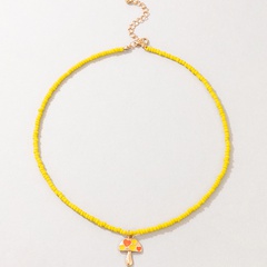 Creative Jewelry Bohemian Yellow Rice Bead Necklace Mushroom Necklace