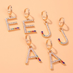 Fashion Color Diamond Personalized English Letter Earrings