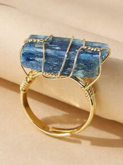 European and American personality creative trend line ethnic style natural stone ring