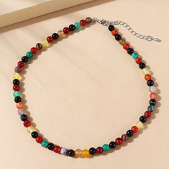 Korean style ethnic style wild creative natural stone bead necklace