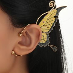 European and American creative personality wild unilateral oil painting butterfly earrings
