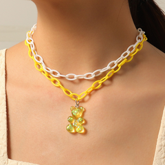 Korean creative resin bear pendent contrast color necklace wholesale Nihaojewelry