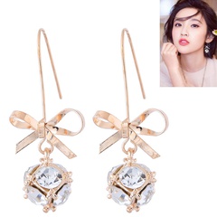 Exquisite Korean Fashion Sweet OL Flash Diamond Bow Temperament Earrings
