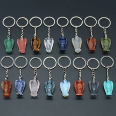 Natural crystal agate stone carved angel keychain wholesale Nihaojewelry
