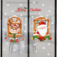 dibujos animados Navidad ciervos muñeco de nieve dormitorio sala de estar ventana pegatinas de pared al por mayor Nihaojewelry