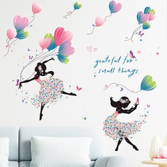 Nuevo Mg9150 chica bailarina globo Flor Mariposa dormitorio pasillo hogar decorativo Adhesivo de pared autoadhesivo