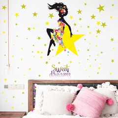 Neue MG6027 schöne Mädchen Sterne Blumen Schlafzimmer Eingang Wand Home Dekoration Aufkleber selbst klebend