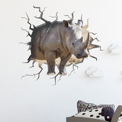 Der neue MG6020 Cartoon zerbrochene Wand Wildfish Rhino Boy Zimmer Veranda Wand dekoration selbst klebende Aufkleber