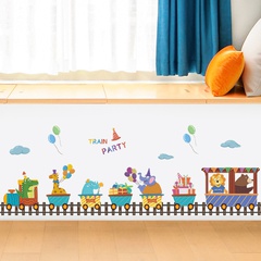 La fête du train de bande dessinée a aligné l'autocollant mural de décoration de chambre d'enfants en gros Nihaojewelry