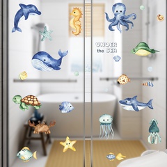 Dessin animé fond marin baleine tortue poulpe hippocampe chambre d'enfants stickers muraux en gros Nihaojewelry