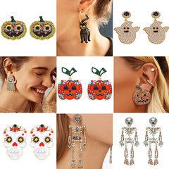 European and American hot selling Halloween creative funny metal diamond pumpkin ghost skull earrings