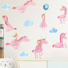 Cartoon Cute Princess White Horse Balloon Cloud Wall Sticker Wholesale Nihaojewelry