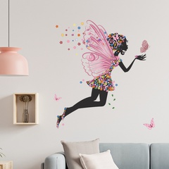 New Butterfly Flower Elf Girl Dancing Schlafzimmer Wanddekoration Aufkleber Großhandel Nihaojewelry