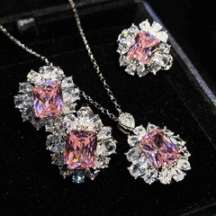 Farbschatz Set Ascher gelber Diamant Topas blau Argyle rosa quadratischer Diamant Ring Ohrringe Anhänger
