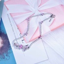 Hoher Sinn fr Licht Luxus Mode voller Diamantschleife rosa Zirkonium Choker Schlsselbein Kette Halskette Halskette Halskette Armband Ohrringe Setpicture24