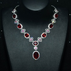 Imitation Natural Ruby Necklace Fashion Luxury High-end Jewelry Bracelet Earrings Ring Pendant