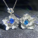 Luxus voller Diamant Aquamarin Schweizer blauer Topas Blume Taubenei Halskette Anhngerpicture9