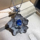Luxus voller Diamant Aquamarin Schweizer blauer Topas Blume Taubenei Halskette Anhngerpicture11
