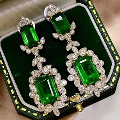 New luxury inlaid imitation natural emerald diamond earrings