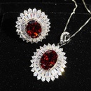 Nouveau luxe plein de zirconium grenade rubis ensemble net rouge recommand bijoux haut de gamme collier pendentif anneau ouvertpicture10