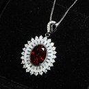 Nouveau luxe plein de zirconium grenade rubis ensemble net rouge recommand bijoux haut de gamme collier pendentif anneau ouvertpicture12