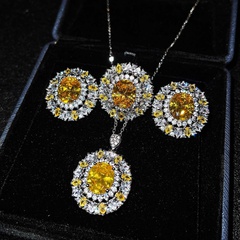 haute couture jewelry luxury full diamond set lucky yellow diamond color treasure ring earrings necklace