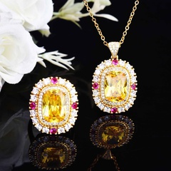 High-end Jewelry Lucky Topaz Pendant Luxury Ruby Engagement Ring Necklace