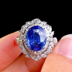 Nachahmung Sri Lanka Kornblume Saphir Ring weiblicher Luxus Luxus High Carbon Diamant farbiger Edelstein Anhänger Schmuck