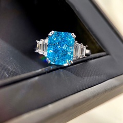même bague bleue toppa pt950 imitation importée bague en diamant Moissan cadeau de mariage