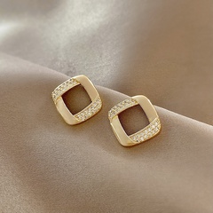 ins wind geometric zircon earrings female simple personality micro-inlaid earrings temperament wild ear jewelry