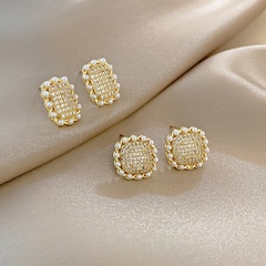 fashion geometric earrings micro-inlaid zircon earrings pearl wild ear jewelry