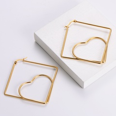 AML titanium steel jewelry square heart ear line 2021 female promotion cross-border style