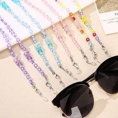 New cartoon cute bear glasses chain anti-lost hanging neck extension chain diy pearl peach heart glasses mask chain