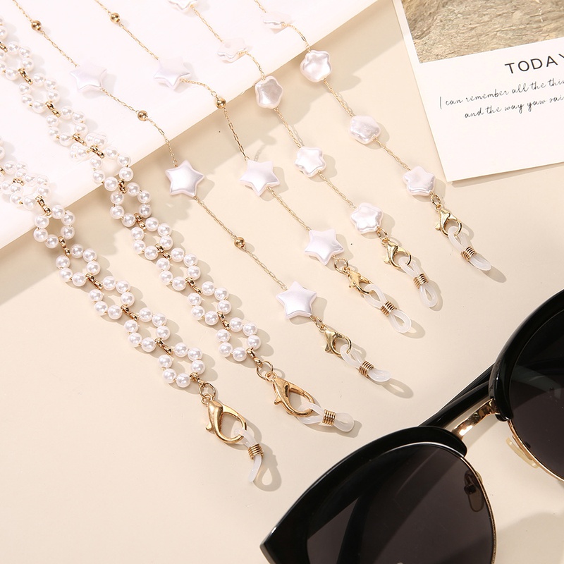 Foreign trade specialshaped pearl glasses chain diy hanging neck antilost pearl star glasses mask chain extension chain metal chain