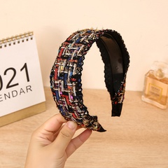 New rainbow line wide-brimmed headband ins European and American fabric exaggerated headband girls go out to press hair head buckle hair accessories