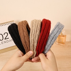 Bandeau tricoté en laine automne/hiver en tissu Corée bandeau à larges bords à rayures simples Yoga pression tête de cheveux boucle accessoires pour cheveux