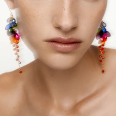 European and American trend long tassel crystal earrings bohemian creative woven earrings jewelry