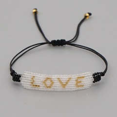 Perles de riz Miyuki tissées perles d'or blanc bracelet de lettre d'amour bijoux d'amoureux perlés faits à la main