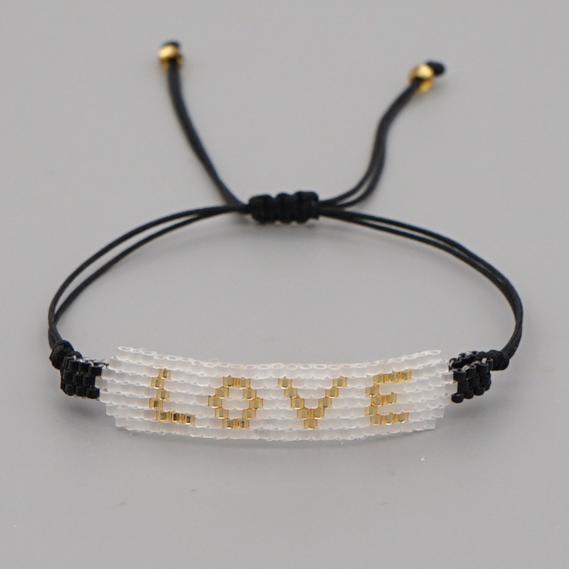 Miyuki Reisperlen gewebte Weigoldperlen Liebesbrief Armband handgemachte Perlen Liebhaber Schmuck