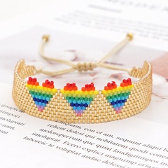 new Miyuki personality rice bead woven handmade jewelry rainbow gradient 3 love wide bracelet