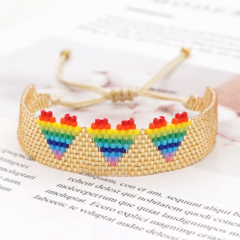 neue Miyuki Persnlichkeit Reisperle gewebt handgemachter Schmuck Regenbogen Farbverlauf 3 Liebe breites Armband