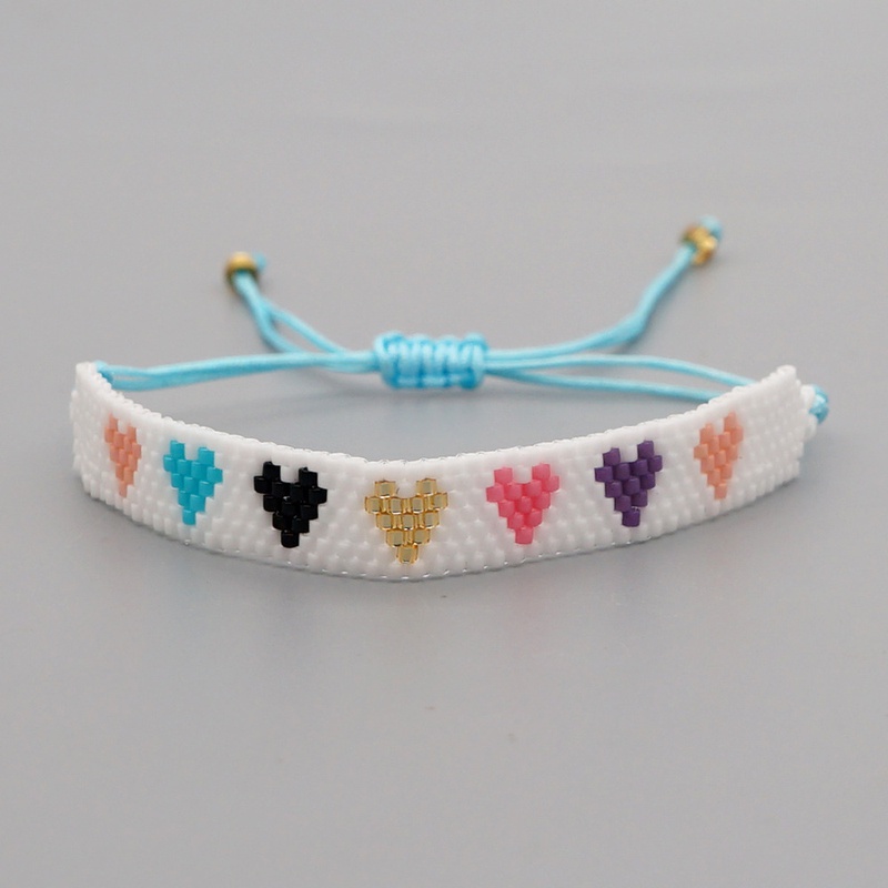 handwoven beaded colorful love ethnic jewelry Miyuki rice bead bracelet