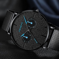 alloy mesh strap watch men's fake binocular temperament belt quartz watch