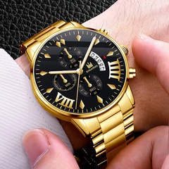 A drop shipping trend steel band men's watch wholesale manufacturer Roman scale calendar quartz watch men's watch men's watch