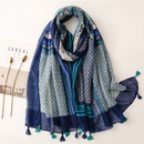 Autumn and winter new style cotton and linen scarf geometric small grid contrast printing Bali yarn travel sunscreen shawl silk scarfpicture11