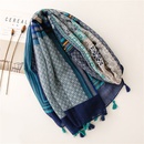 Autumn and winter new style cotton and linen scarf geometric small grid contrast printing Bali yarn travel sunscreen shawl silk scarfpicture13